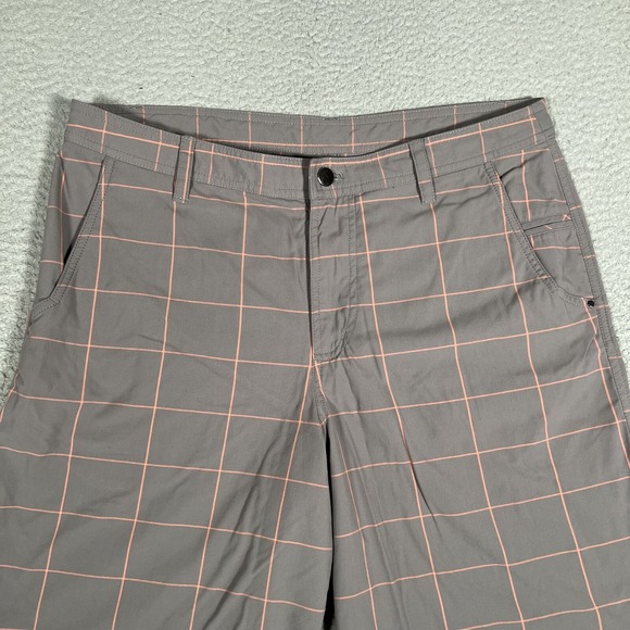 Lululemon Shorts Mens 34 Gray Plaid 5 Pocket Golf Tech Chino Casual Preppy Logo - Picture 2 of 10